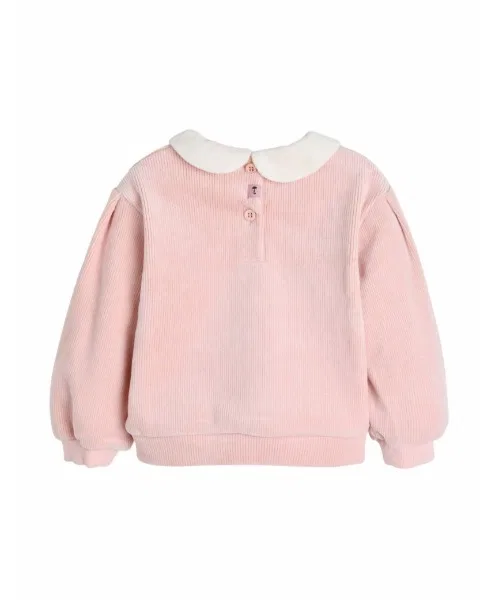 Детский лонгслив из велюра LoA Velour Top moimoln, Pink — фото 2