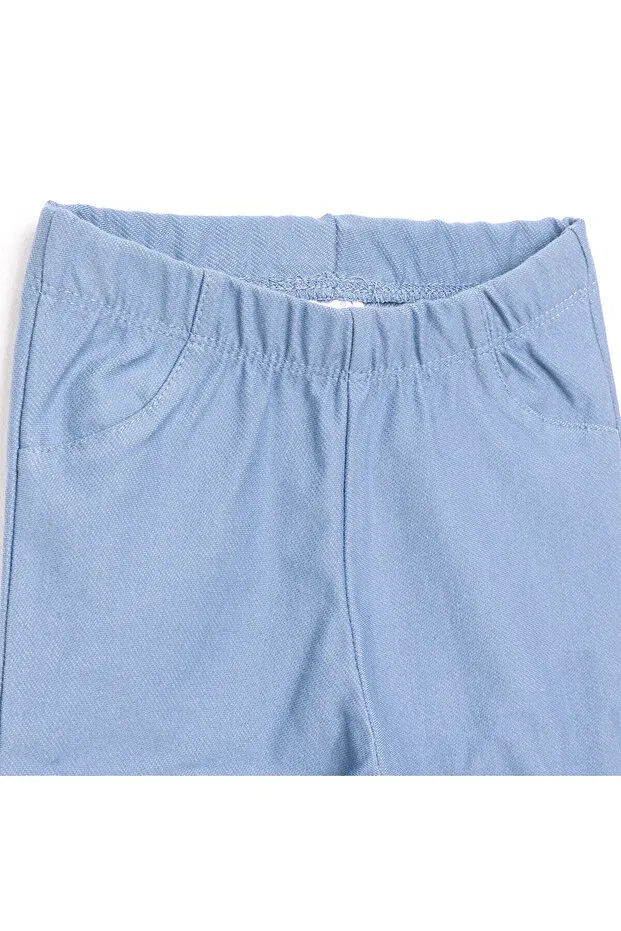 Детские леггинсы для девочек с принтом Hellobaby girl denim look leggings baby girl Ebebek Hello Baby, Blue — фото 2
