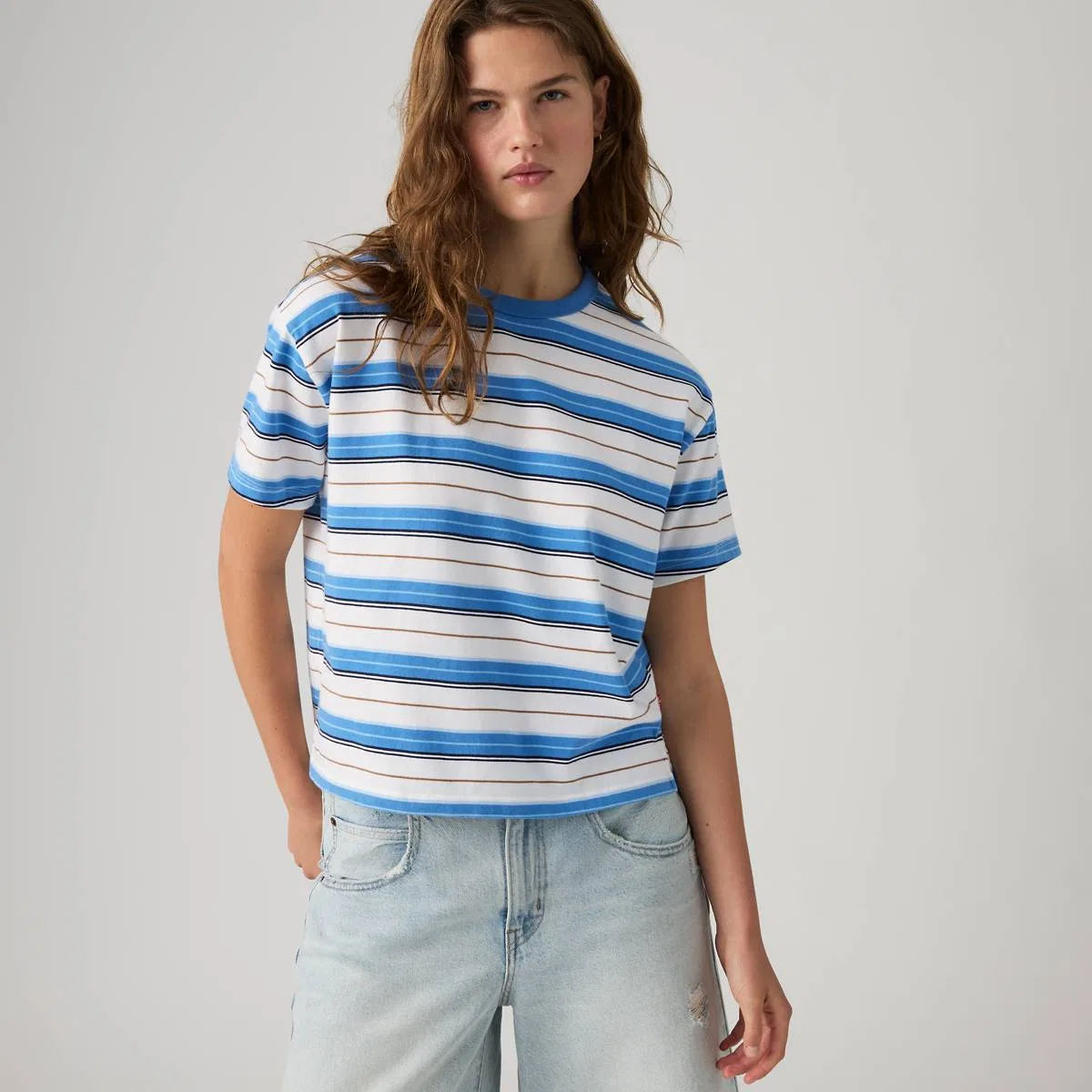 Винтажная футболка с коротким рукавом Levi's, Vida Stripe Egret - Multi-Color
