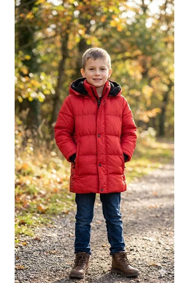 Детское пальто пуховик для мальчиков Hooded Puffer Coat Haanbebe, Red