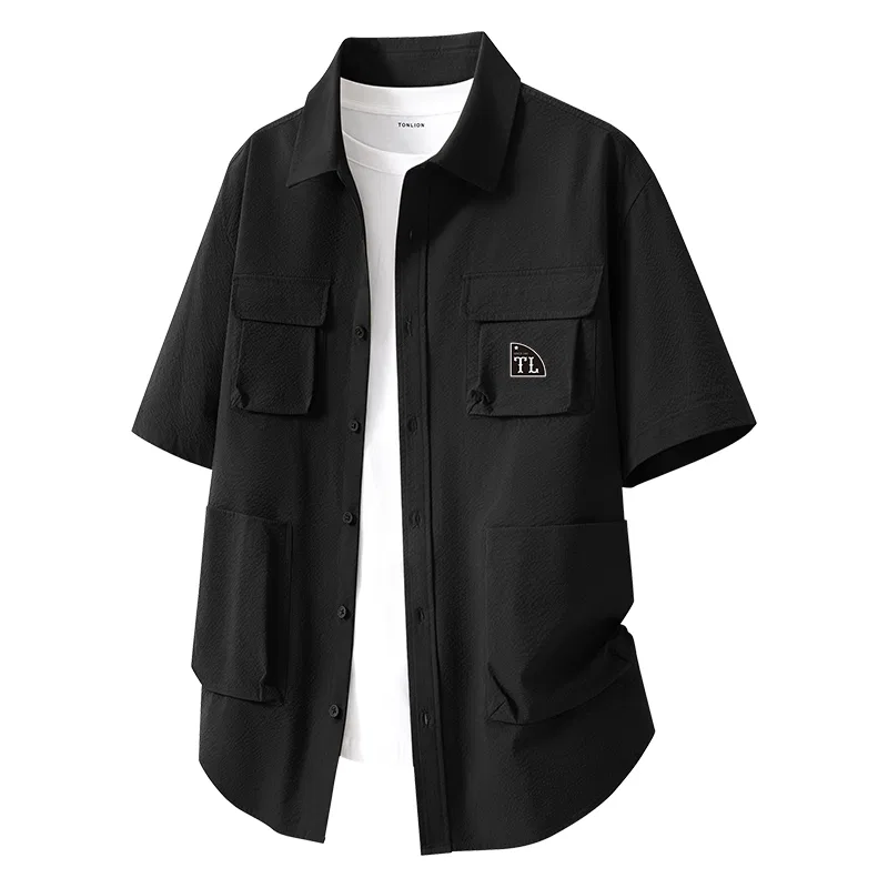 Детская рубашка свободного кроя из легкой ткани Tonlion, Цвет: Khaki — фото 3