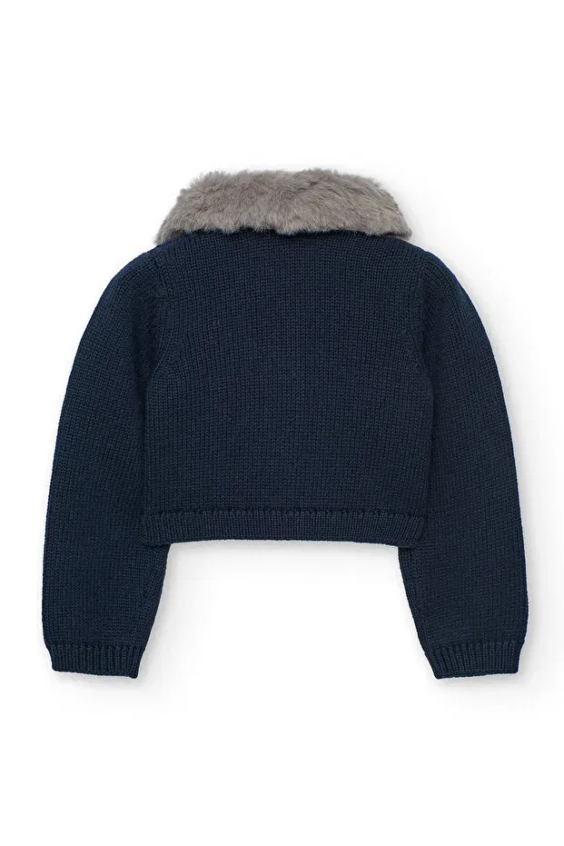 Детское платье-кардиган для девочек хлопковое Boboli, Navy Blue — фото 3