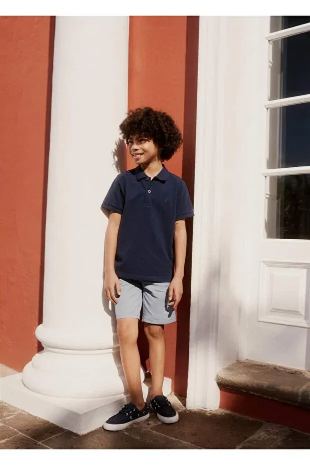 Детские шорты для мальчиков хлопковые Mango Kids, Sky Blue — фото 4