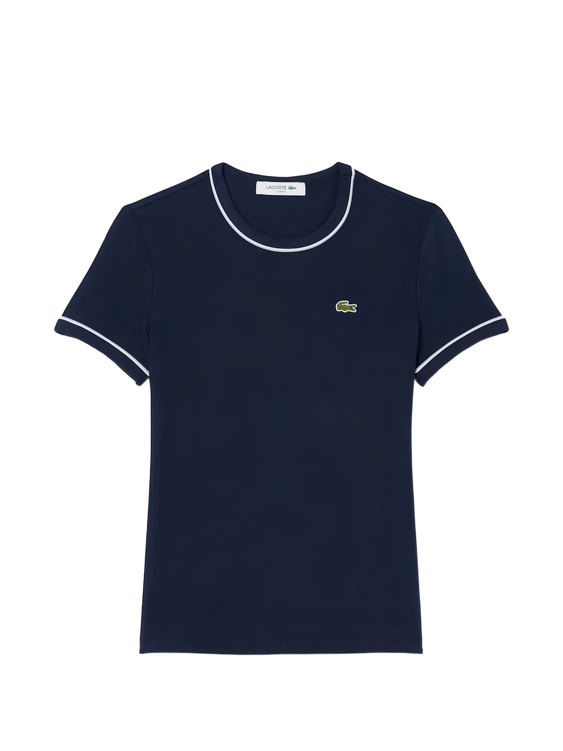 Футболка с контрастной отделкой, синяя Lacoste, синий