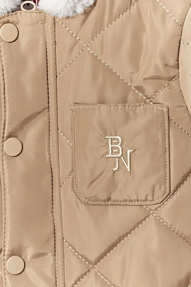 Детское зимнее пальто для девочек с капюшоном Basics Benitto Kids, Camel — фото 3