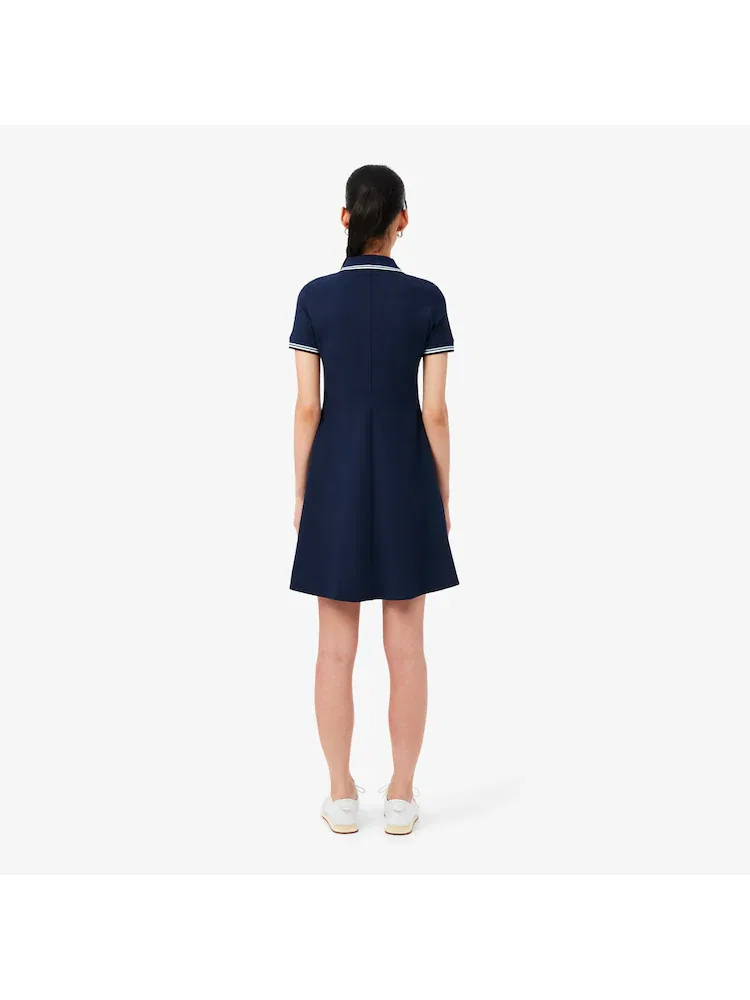 Платье поло LACOSTE Navy, с отделкой, темно-синее — фото 3