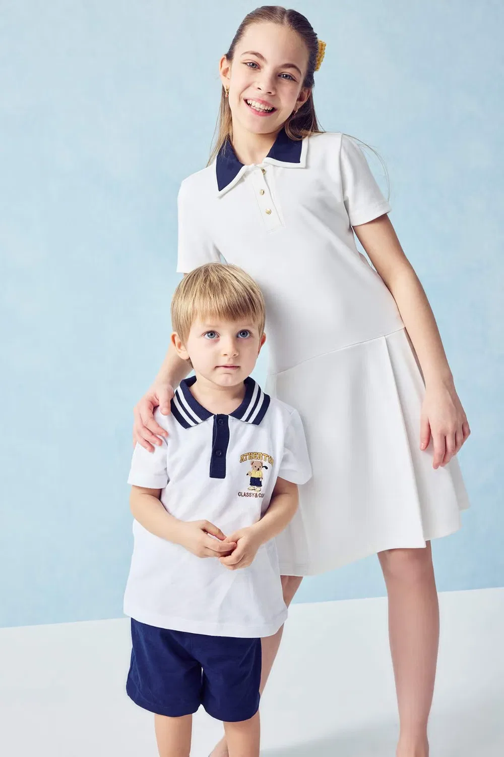 Комплект из 2 предметов с воротником поло Baby Boy Regular Fit Defacto, белый — фото 2