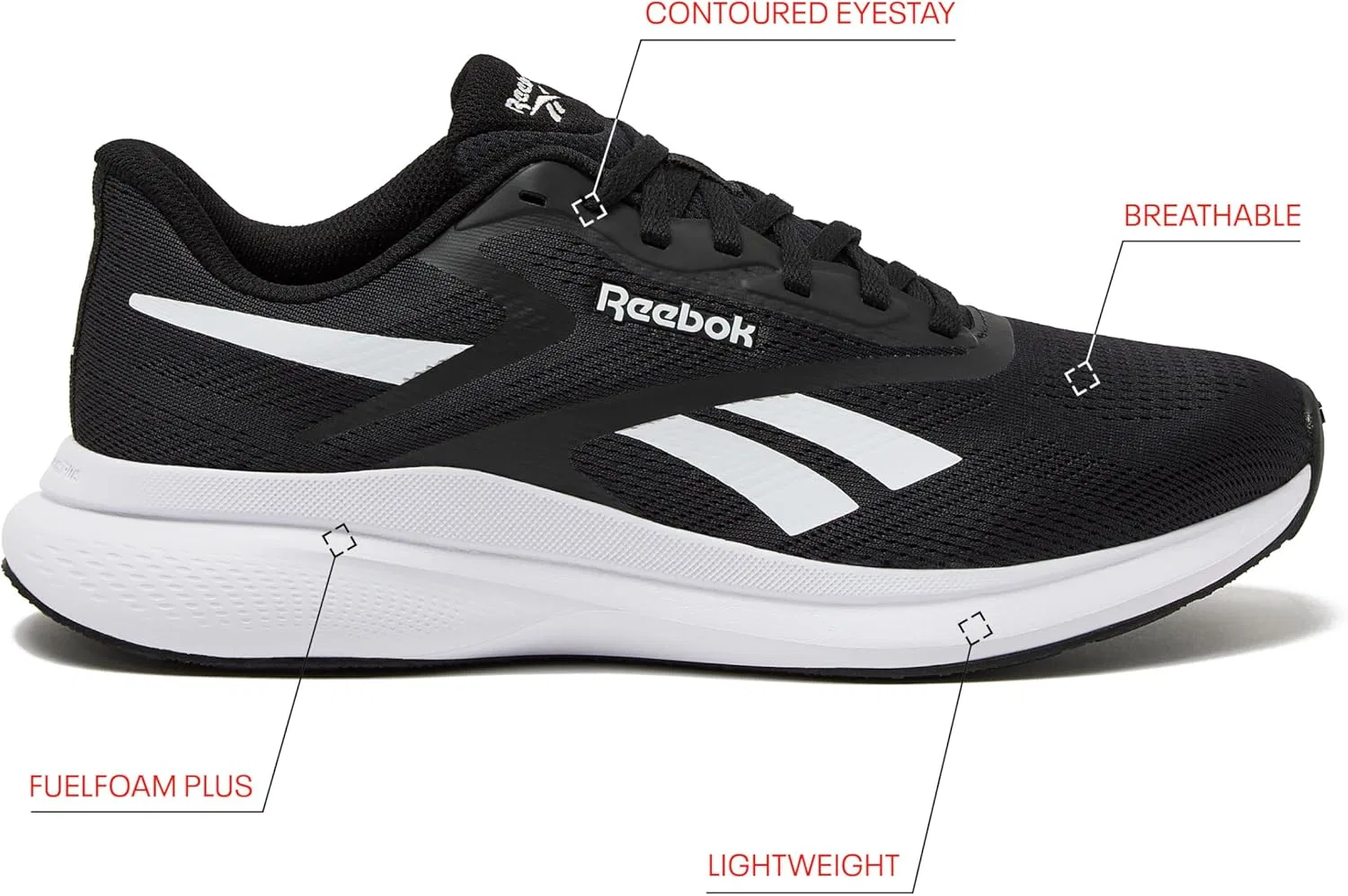 Мужские беговые кроссовки Reebok Energen Run 4, легкие спортивные кроссовки для мужчин, Black White — фото 2