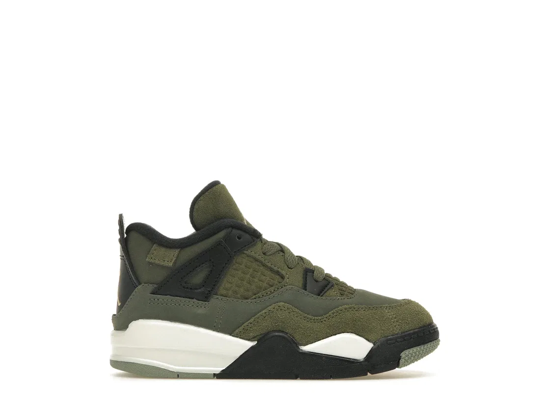 Детские кроссовки из замши и кожи Jordan 4 Retro SE Craft Medium Olive, Medium Olive/Pale Vanilla/Khaki/Black/Sail