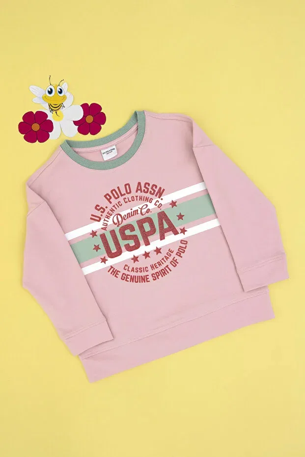 Детские свитшот для девочек с круглым вырезом U.S. Polo Assn., Pink — фото 3