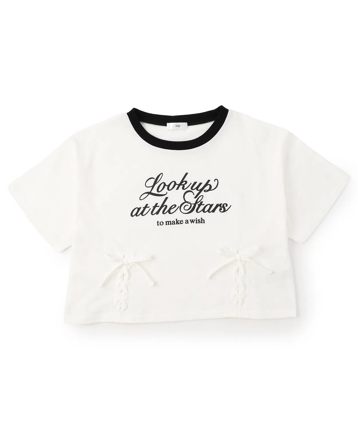 Детская футболка с длинным рукавоми шнуровкой algy, Off White