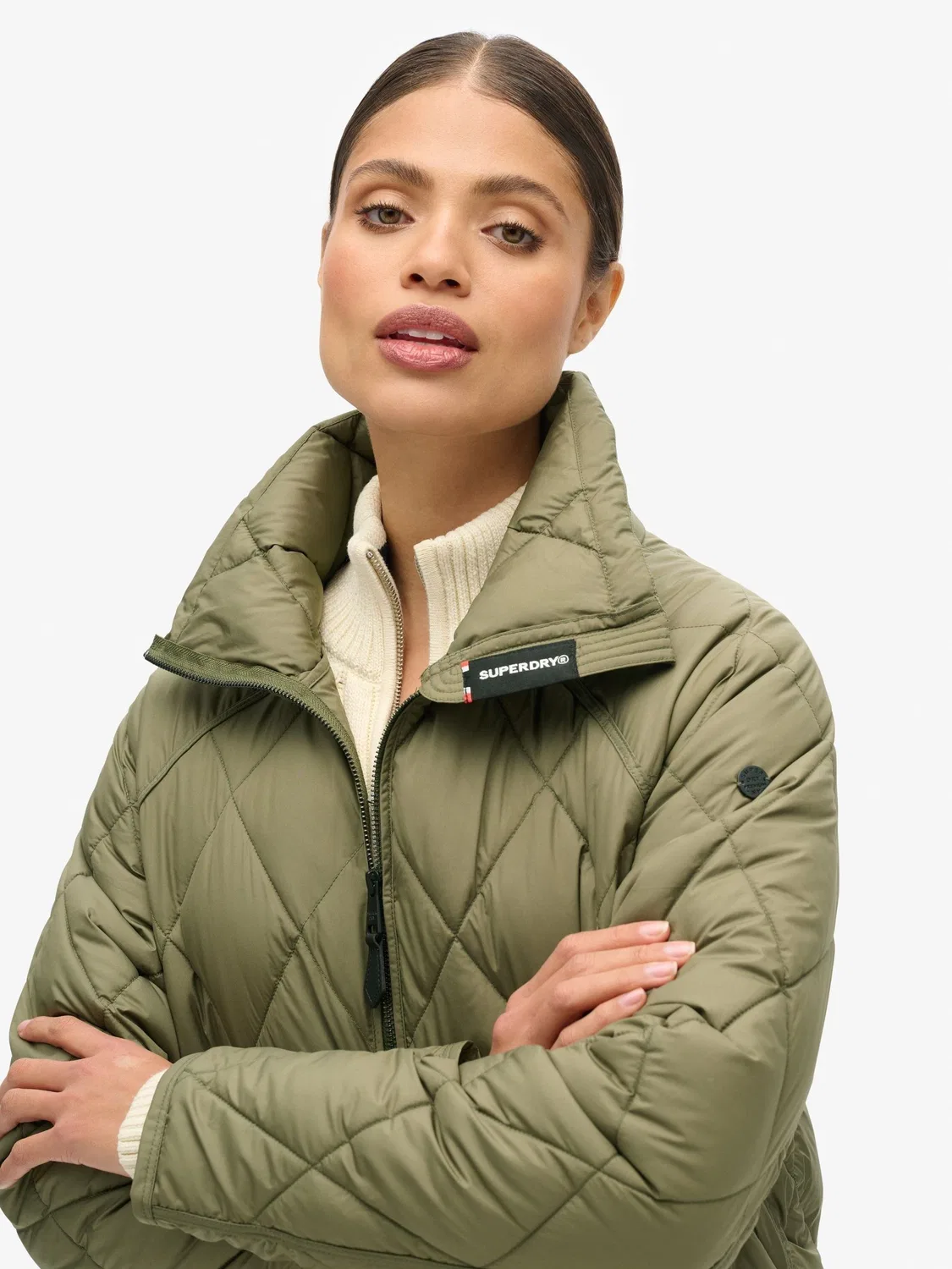 Куртка стеганая утепленная Superlong Quilt Liner Superdry, цвет оливковый — фото 4