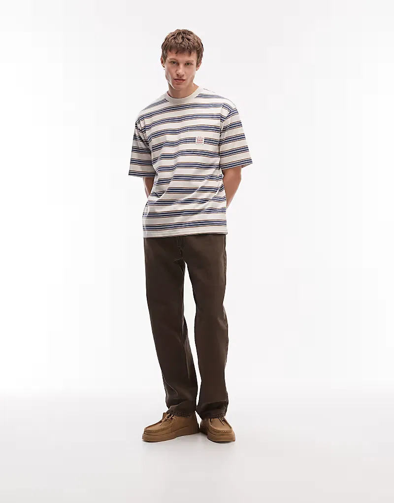 Свободная футболка Levi's Workwear с карманом и логотипом, серый в полоску — фото 2