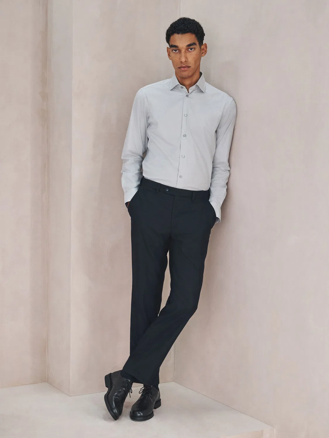 Рубашка формальная, Slim Fit, Grey Mini Check Next, серый — фото 3