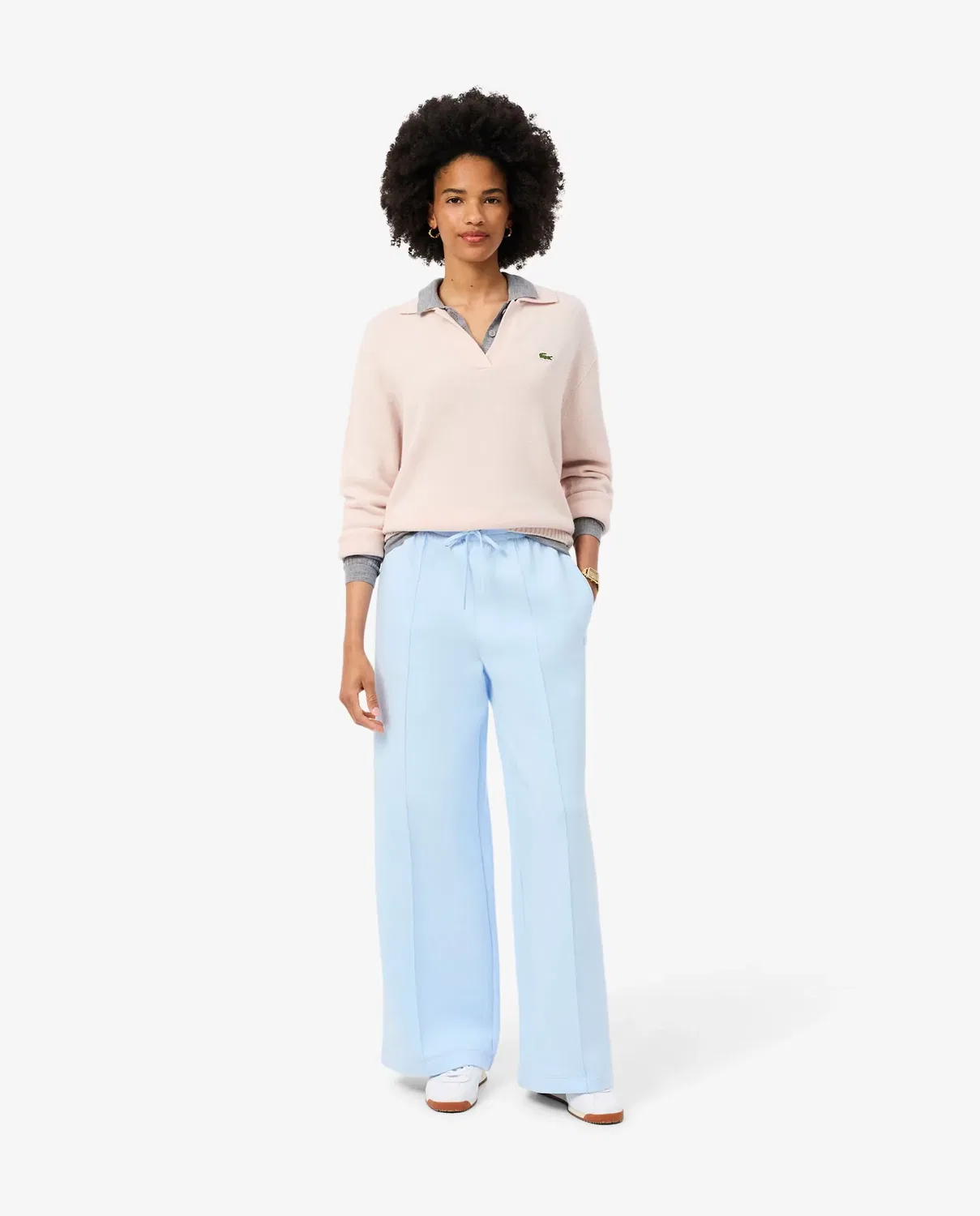 Штаны спортивные женские Lacoste Azul Claro, широкие штанины
