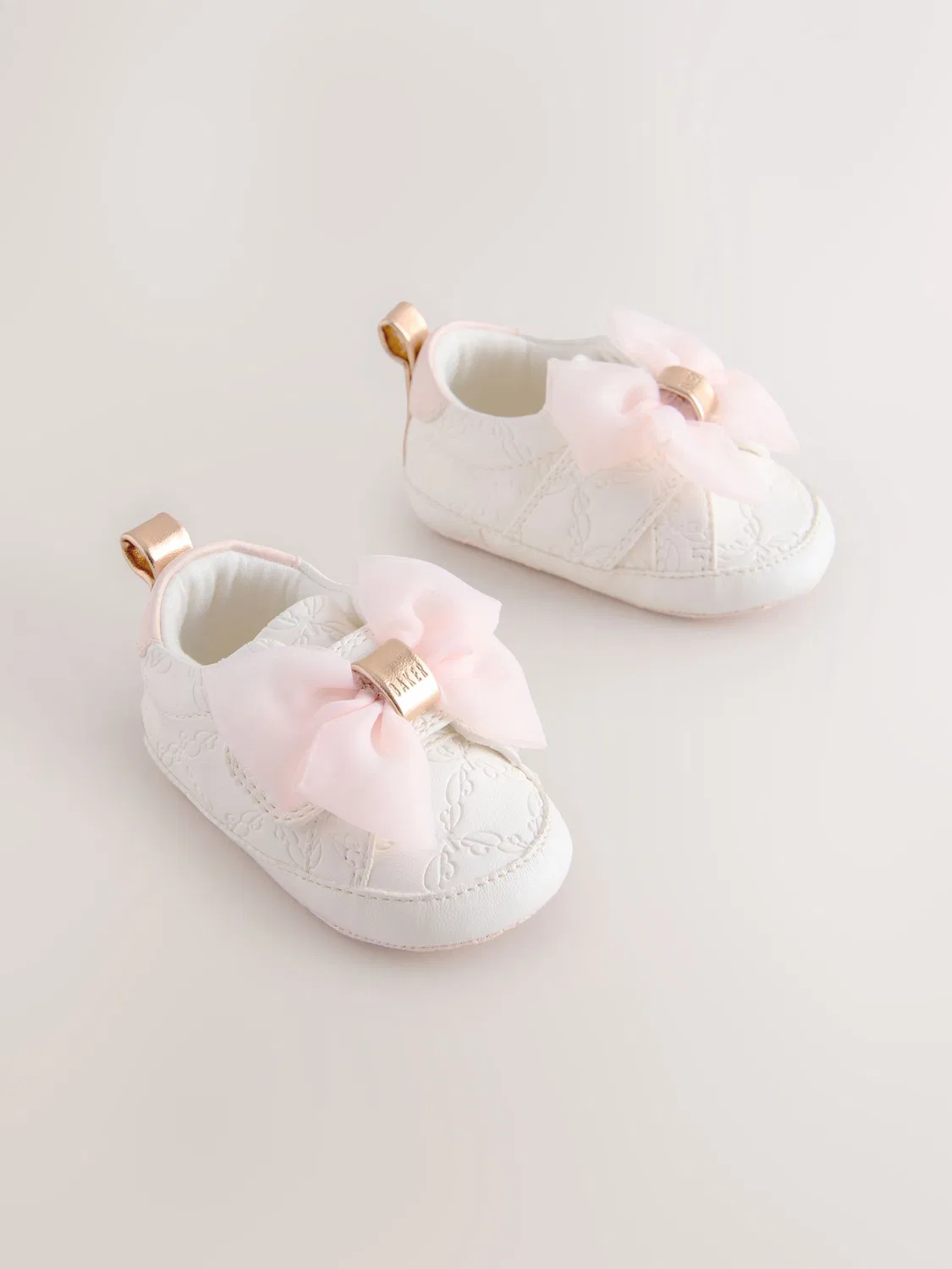 Пинетки Baker by Ted Baker с бантом из органзы, белые/розовые