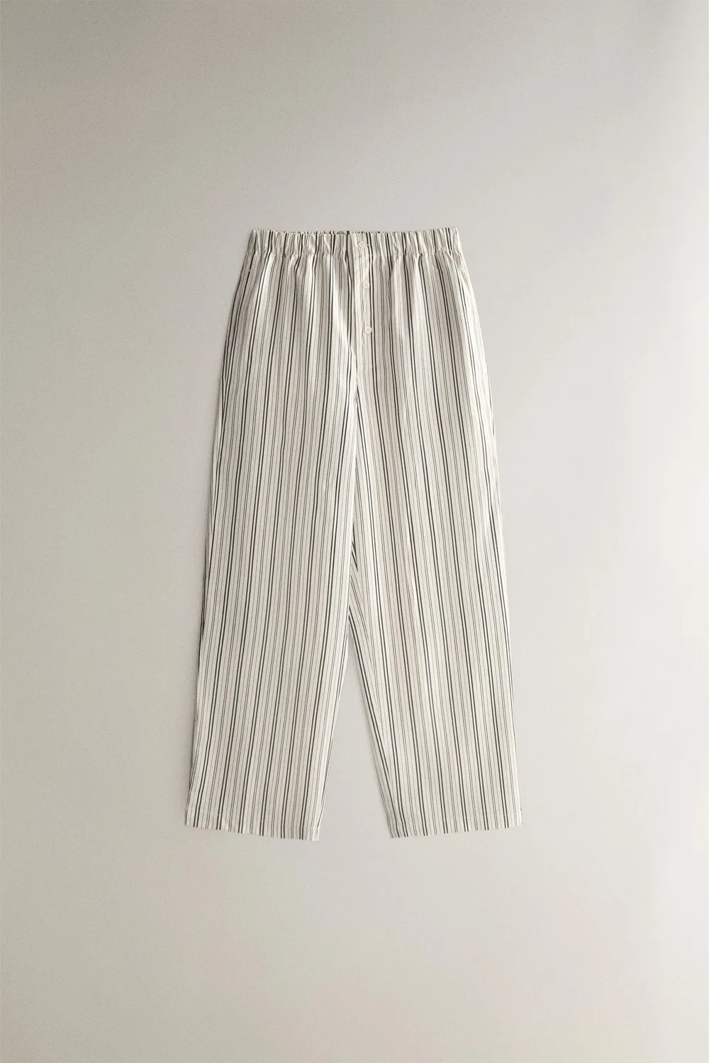 Хлопковые брюки в полоску ZARA, Ecru