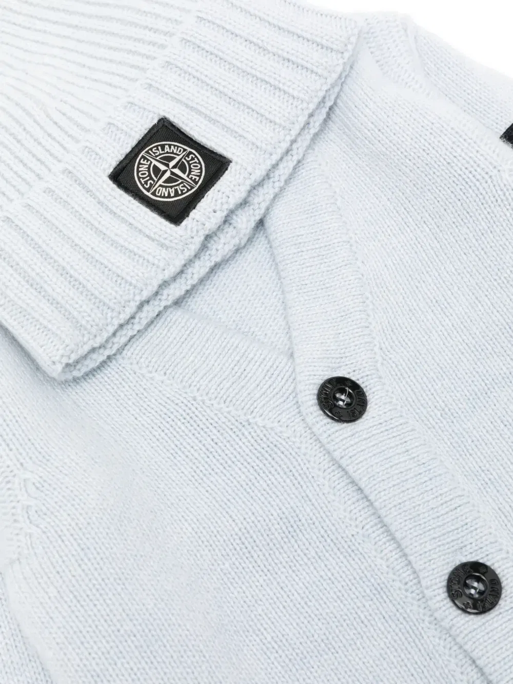 Вязаный кардиган с нашивкой-логотипом Stone Island Junior, синий — фото 3