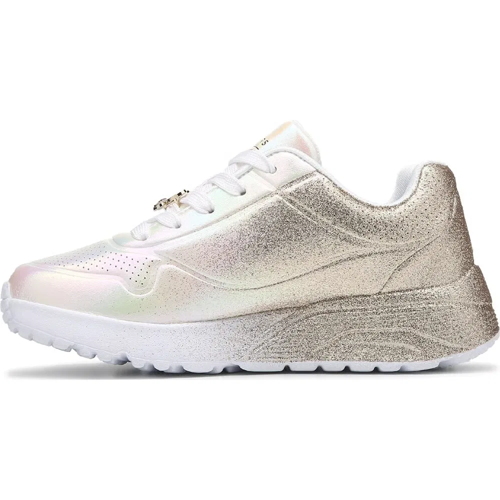 Детские кроссовки jgoldcrown street uno lite Skechers, White/Gold Multi — фото 3