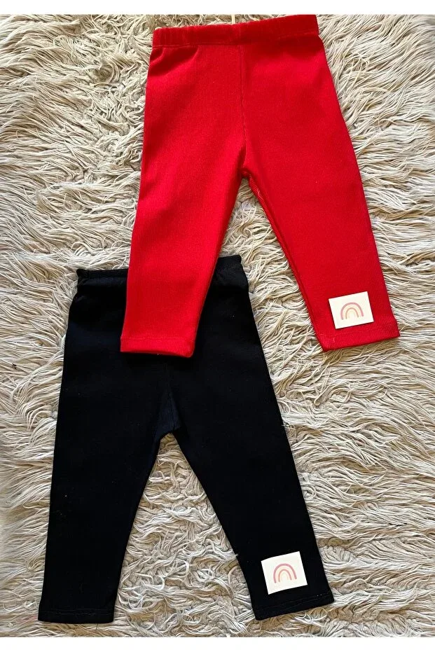 Детские леггинсы для девочек хлопковые комплект 2 шт Enes Baby, Black And Red