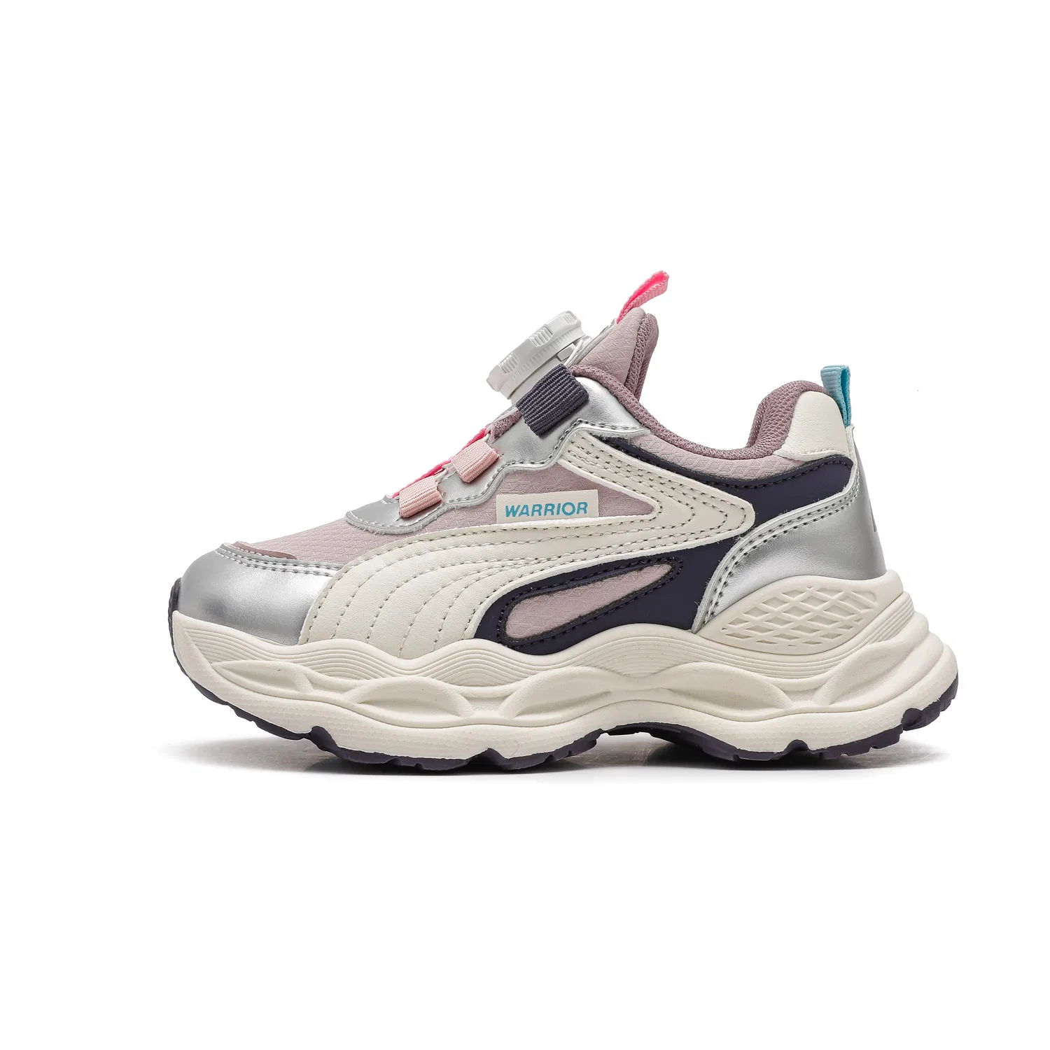 Детские повседневные кроссовки с синтетической кожи WARRIOR, Pink/Beige/Silver Gray