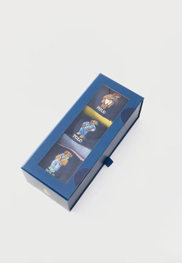 Комплект носков 3 шт, хлопок, Crew gift box 3 pack, Polo Ralph Lauren, yellow/blue/pink, синий/желтый/розовый — фото 2