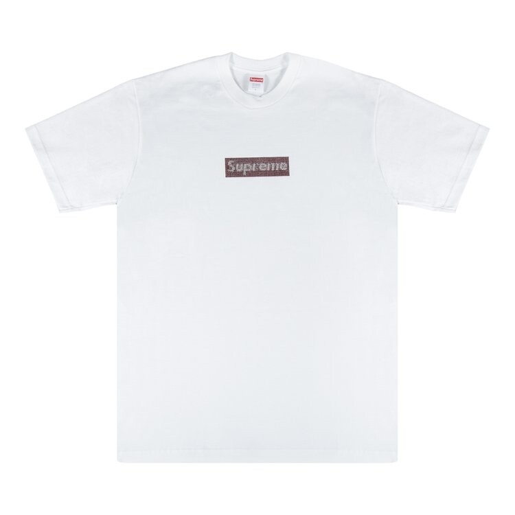 Футболка Supreme x Swarovski Box Logo T-Shirt 'White', белый — фото 2