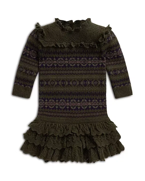 Детское платье для девочек с принтом Fair Isle Ralph Lauren, мультиколор