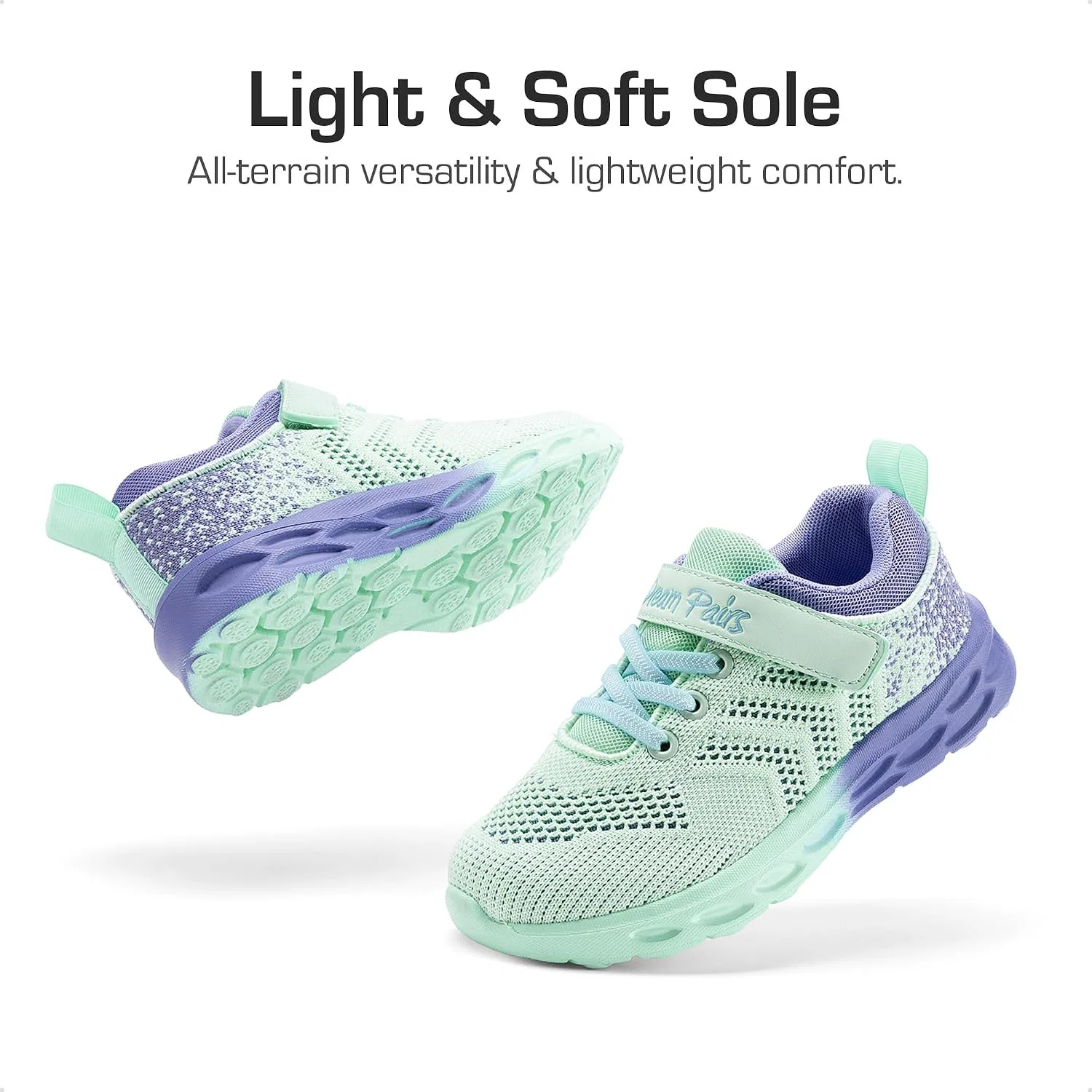 Детские кроссовки для девочек легкие DREAM PAIRS, Mint Green/Purple — фото 4