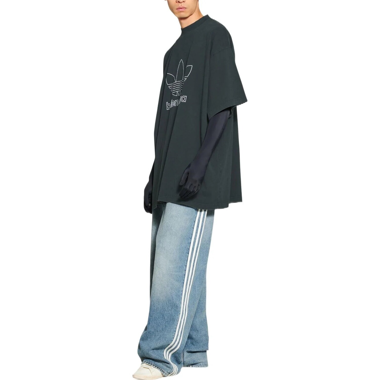 Футболка Balenciaga x ADIDAS свободного кроя, хаки — фото 3
