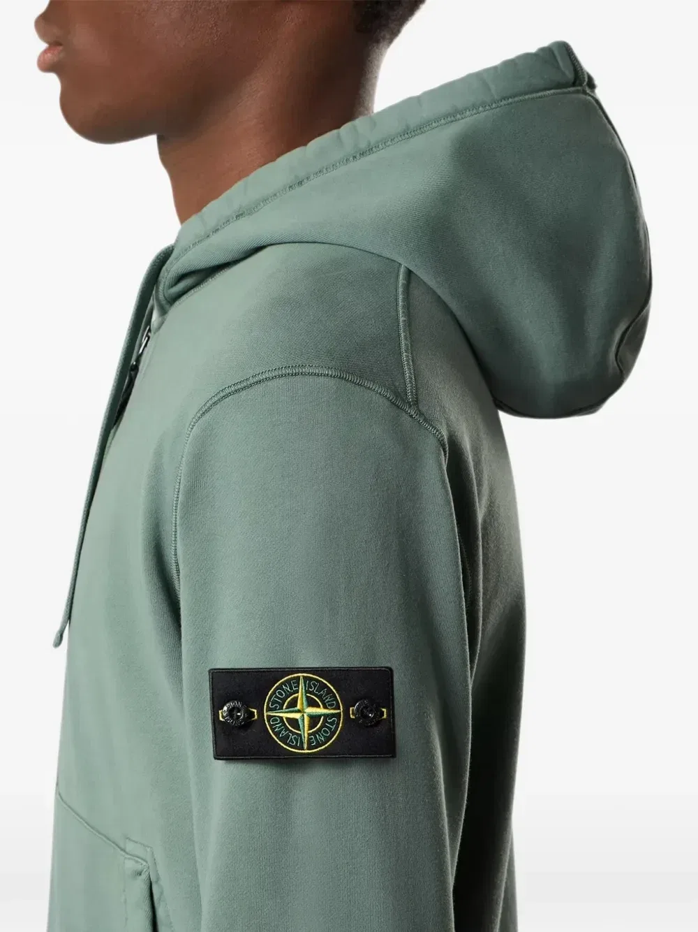 Худи из флиса из органического хлопка 6100061 Stone Island, зеленый — фото 4