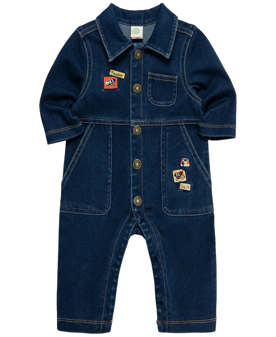 Комбинезон джинсовый с длинным рукавом Construction Denim Little Me, Denim — фото 3