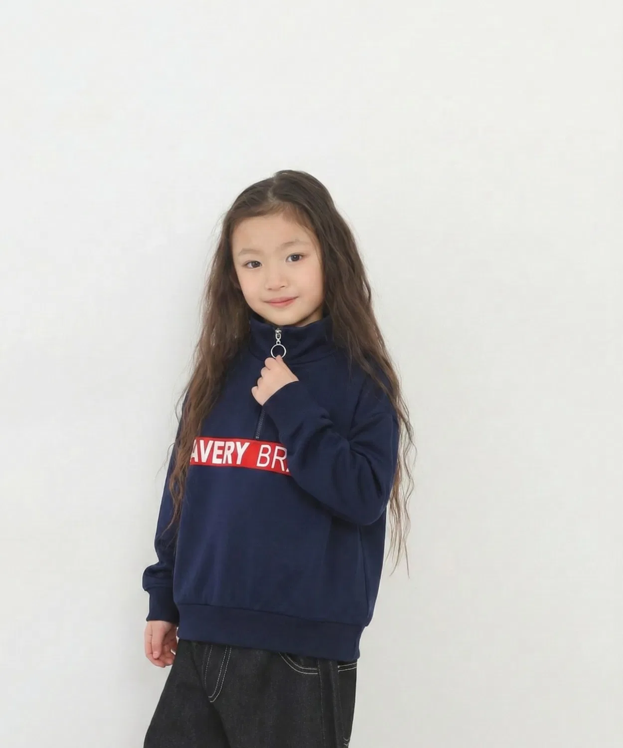 Детская футболка с длинным рукавоми полузастежкой-молнией, модель Half Zip Long Sleeve T-Shirt FUNALIVE, Off White — фото 3