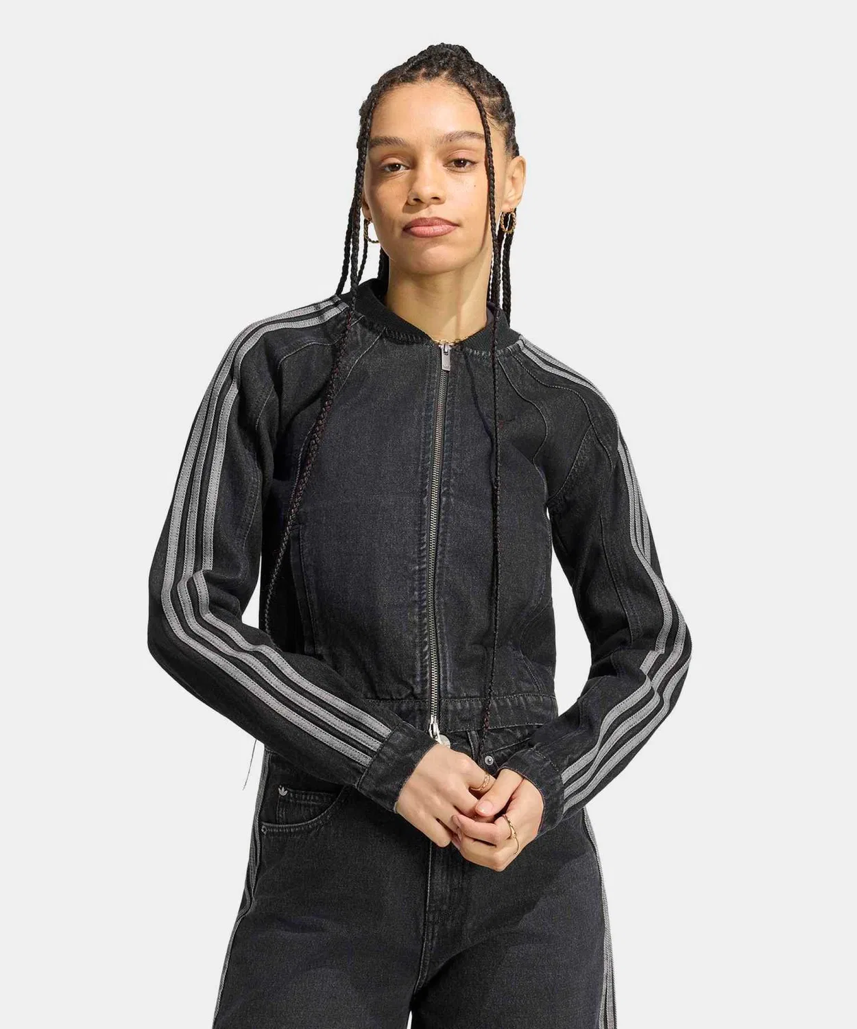 Женская джинсовая куртка slim fit с принтом, модель SST 2.0, Adidas, Black