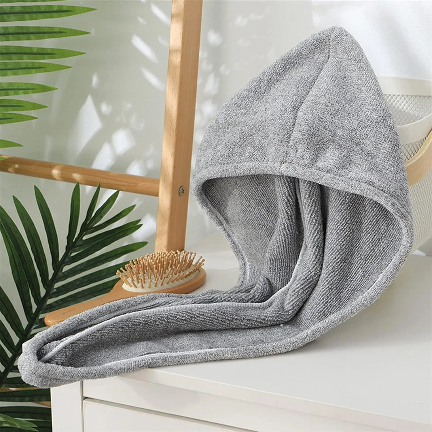 Шапочка для сушки волос TYUTYU из бамбукового угля, 1 шт, Solid Gray