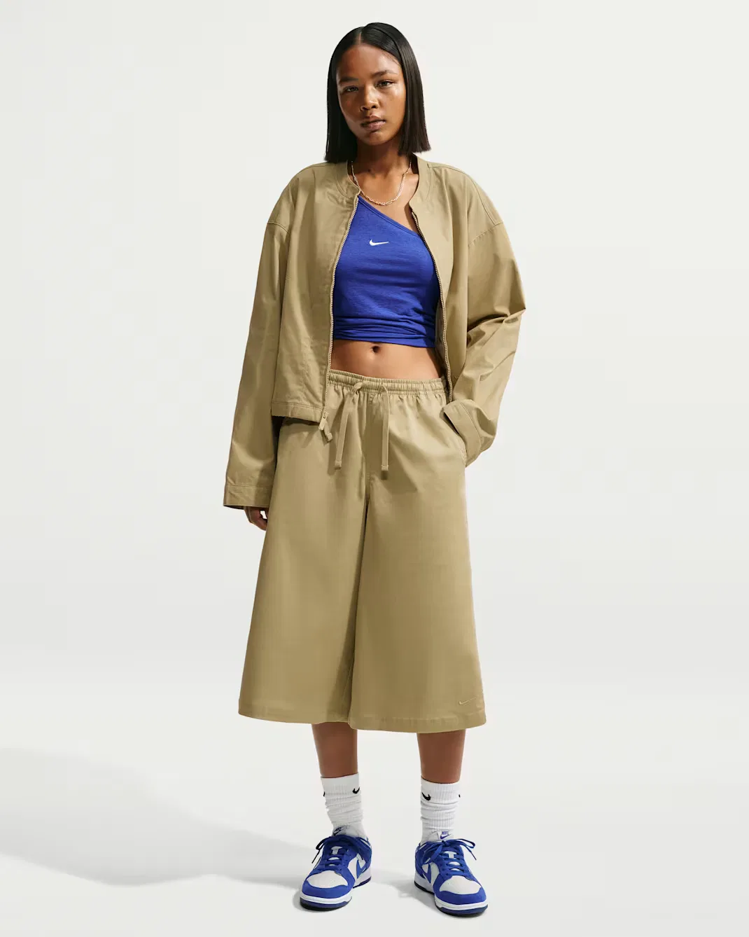 Женские шорты-парашюты оверсайз средней посадки Nike Sportswear, Parachute Beige/Parachute Beige