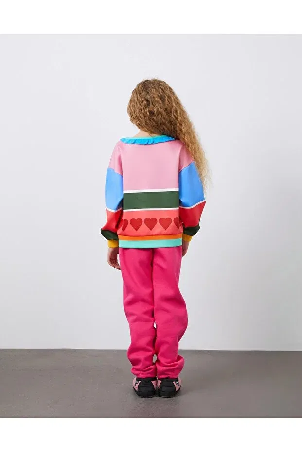 Детские свитшот для девочек с принтом Ruffle collar detailed printed girl's sweatshirt Manimani, Original — фото 2
