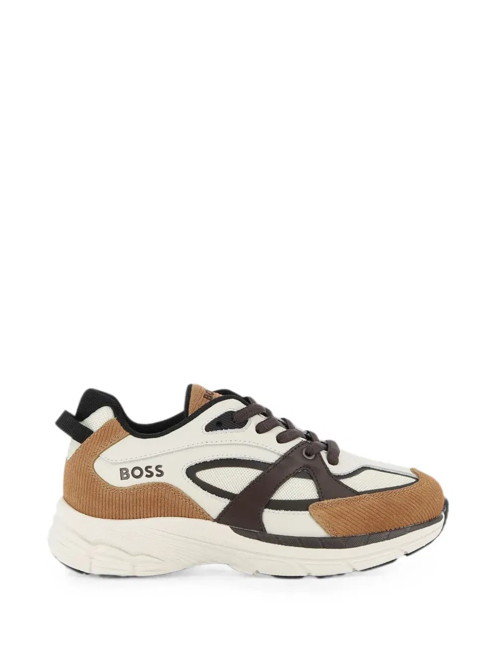 Кроссовки с вельветовыми вставками Boss Kidswear, бежевый — фото 2