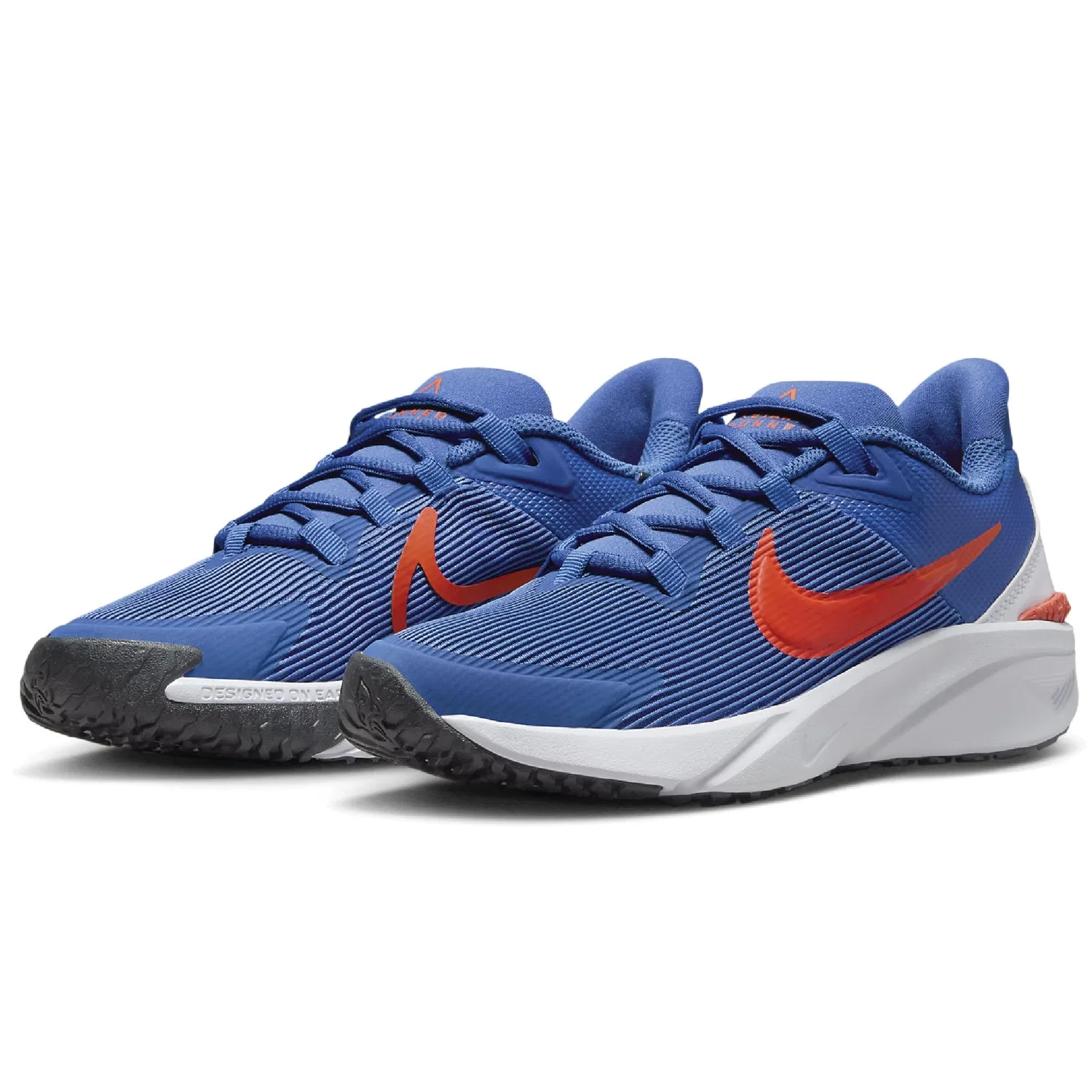 Детские кроссовки для мальчиков с длинным шнурком Star Runner 4 NIKE, Astronomy Blue Team Orange Whi — фото 3