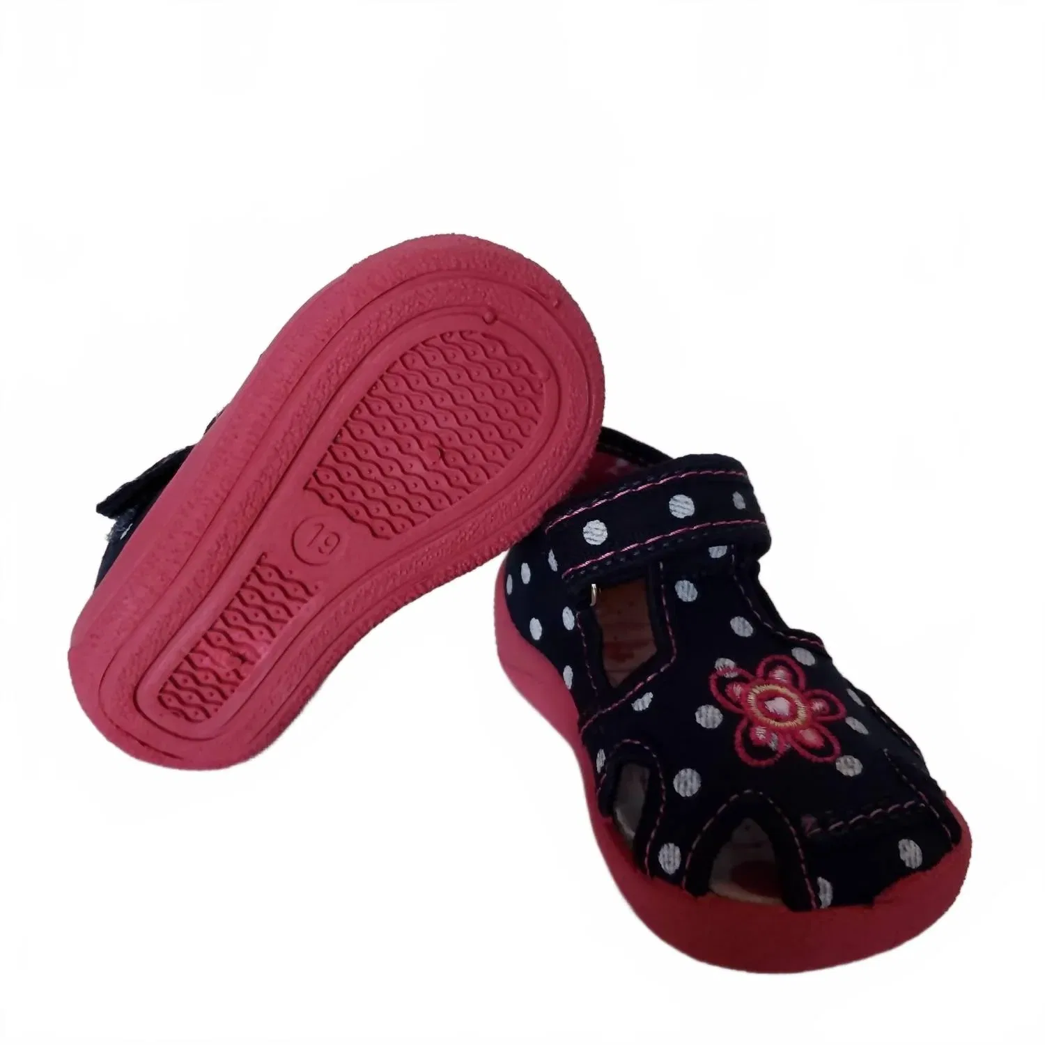 Детские туфли для девочек на липучке с T-образным ремешком Dark Navy Multi Renbut Shoes — фото 3