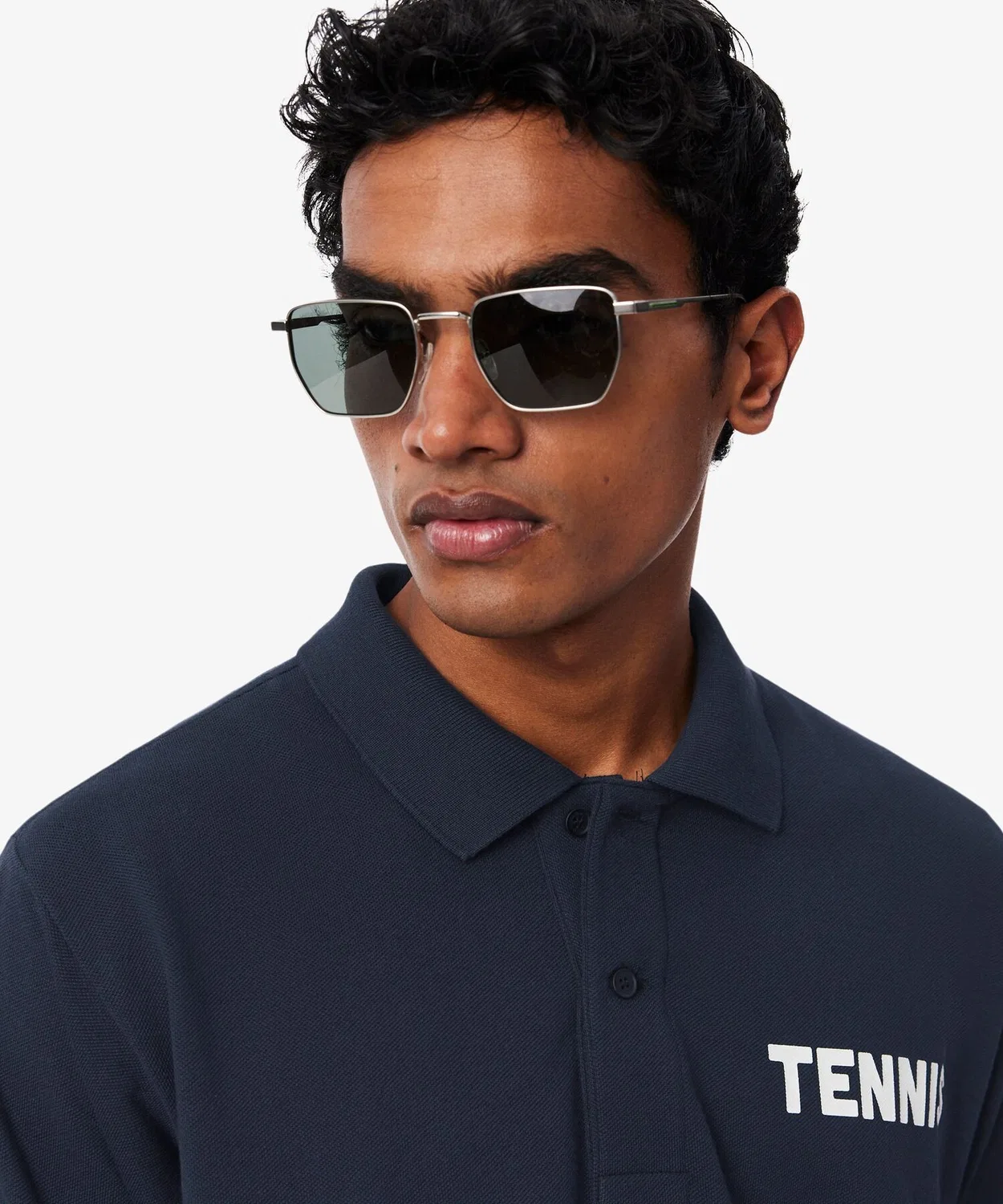 Мужская хлопковая polo с принтом Tennis LACOSTE, Black — фото 2