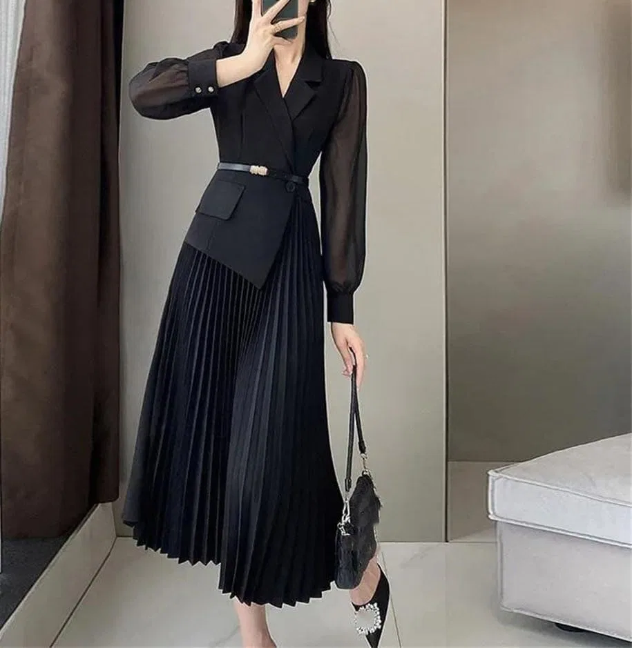 Женское платье-футляр V-образным вырезом Slimming Midi, Black — фото 2