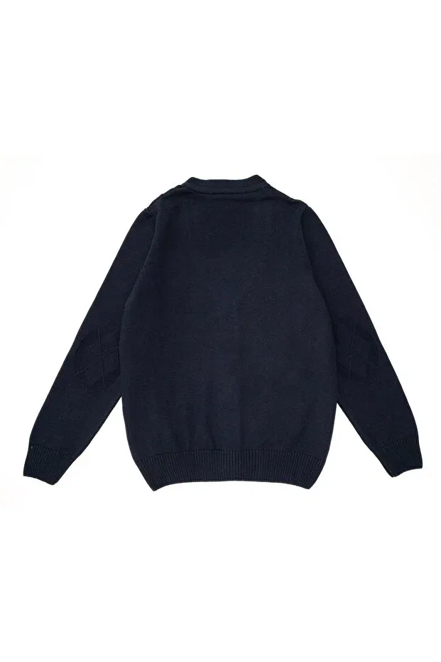 Детский кардиган с ромбовидным узором Doctor Junior, Navy Blue — фото 3