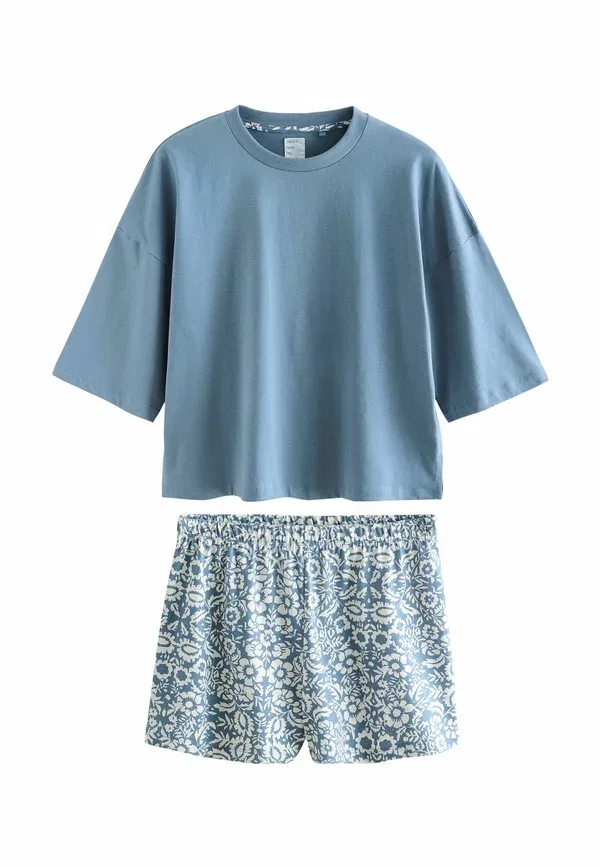 Пижамный комплект из хлопка Regular fit - short set - pyjama set Next floral, синий