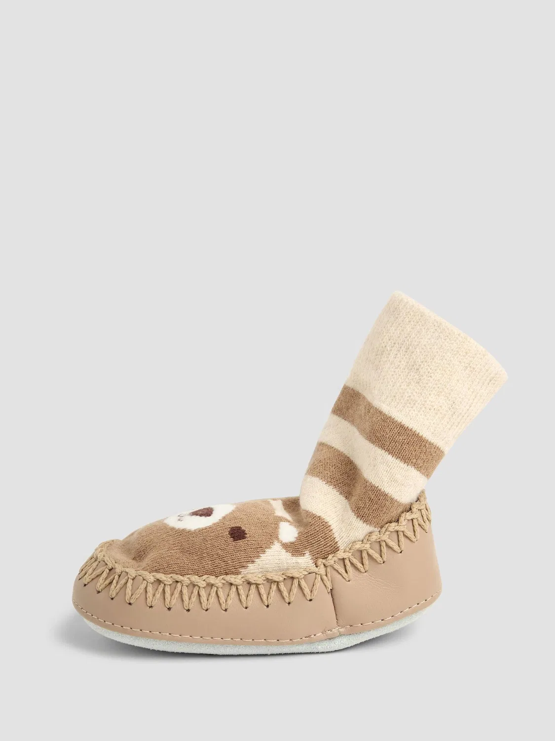 Мокасины-носочки тапочки Mouse Moccasin Slipper Socks Jojo Maman Bébé, коричневый медведь — фото 4