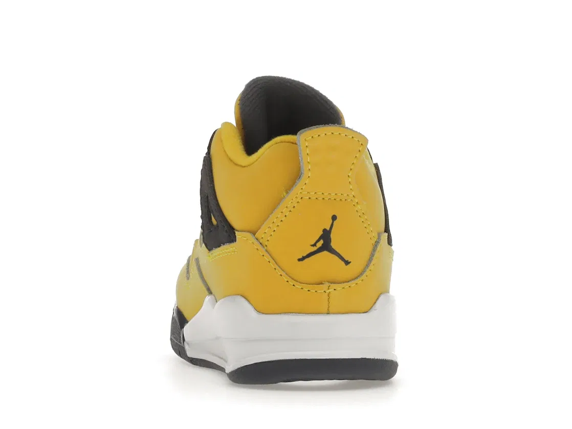 Детские кроссовки с верхом из нубука Jordan 4 Retro, Tour Yellow/White-Dark Blue Grey — фото 4