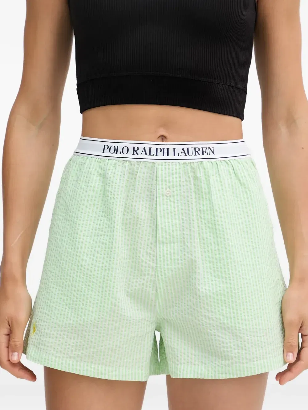 Нижняя часть пижамы из жатого сирсакера в клетку гингем Polo Ralph Lauren, зеленый — фото 2
