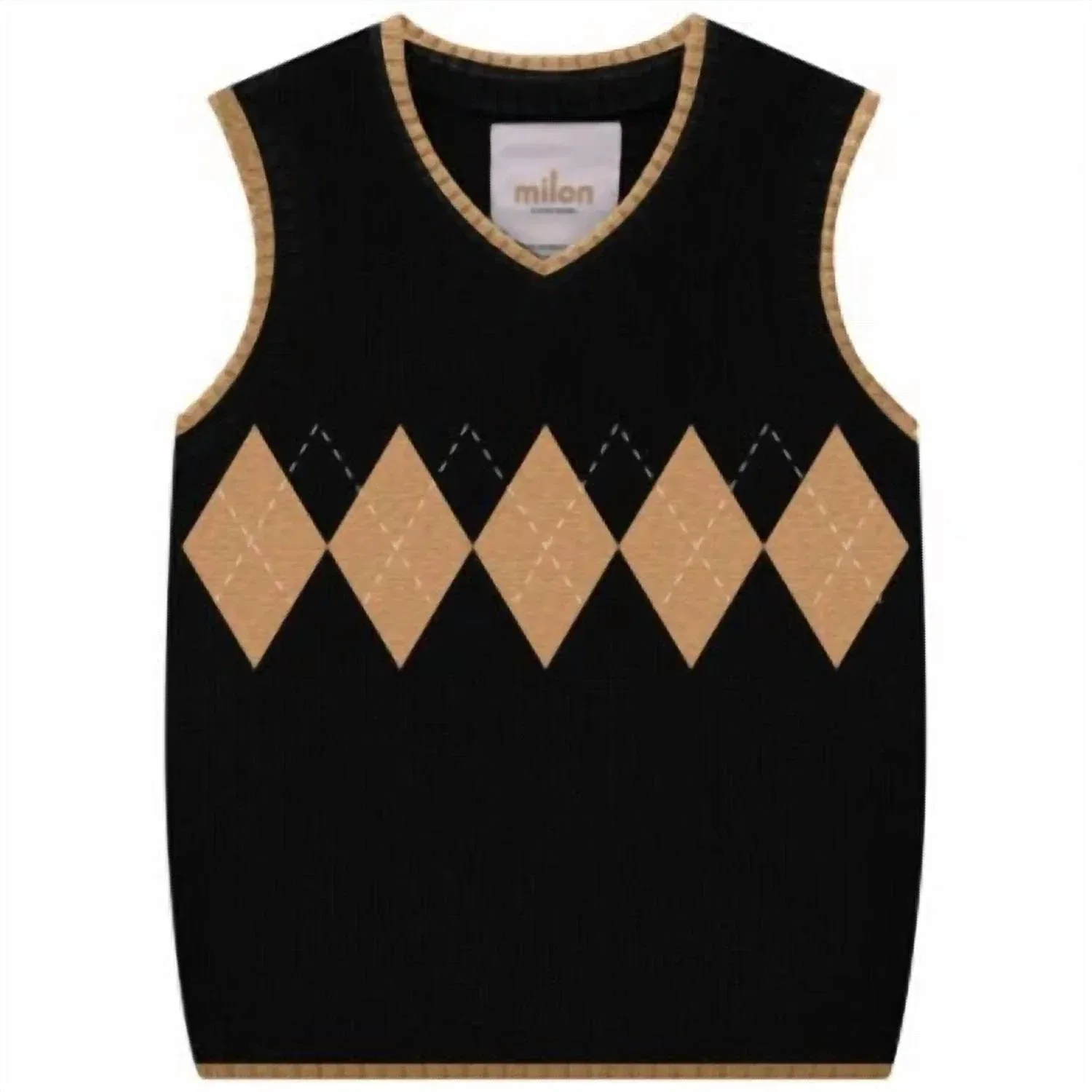 Детский вязаный жилет без рукавов с узором Milon, Black Taupe