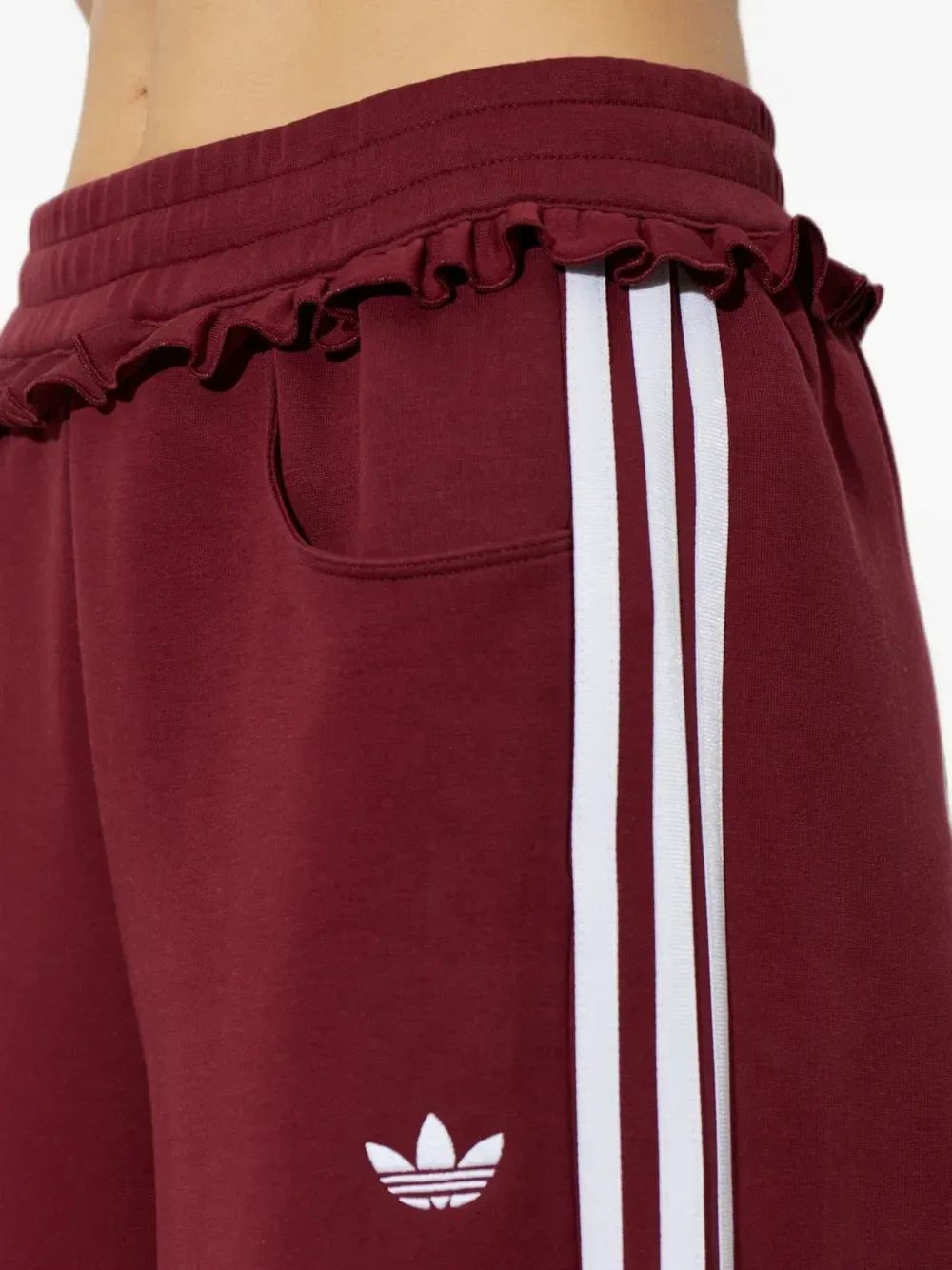Брюки спортивные с оборками по бокам Adidas, красный — фото 4