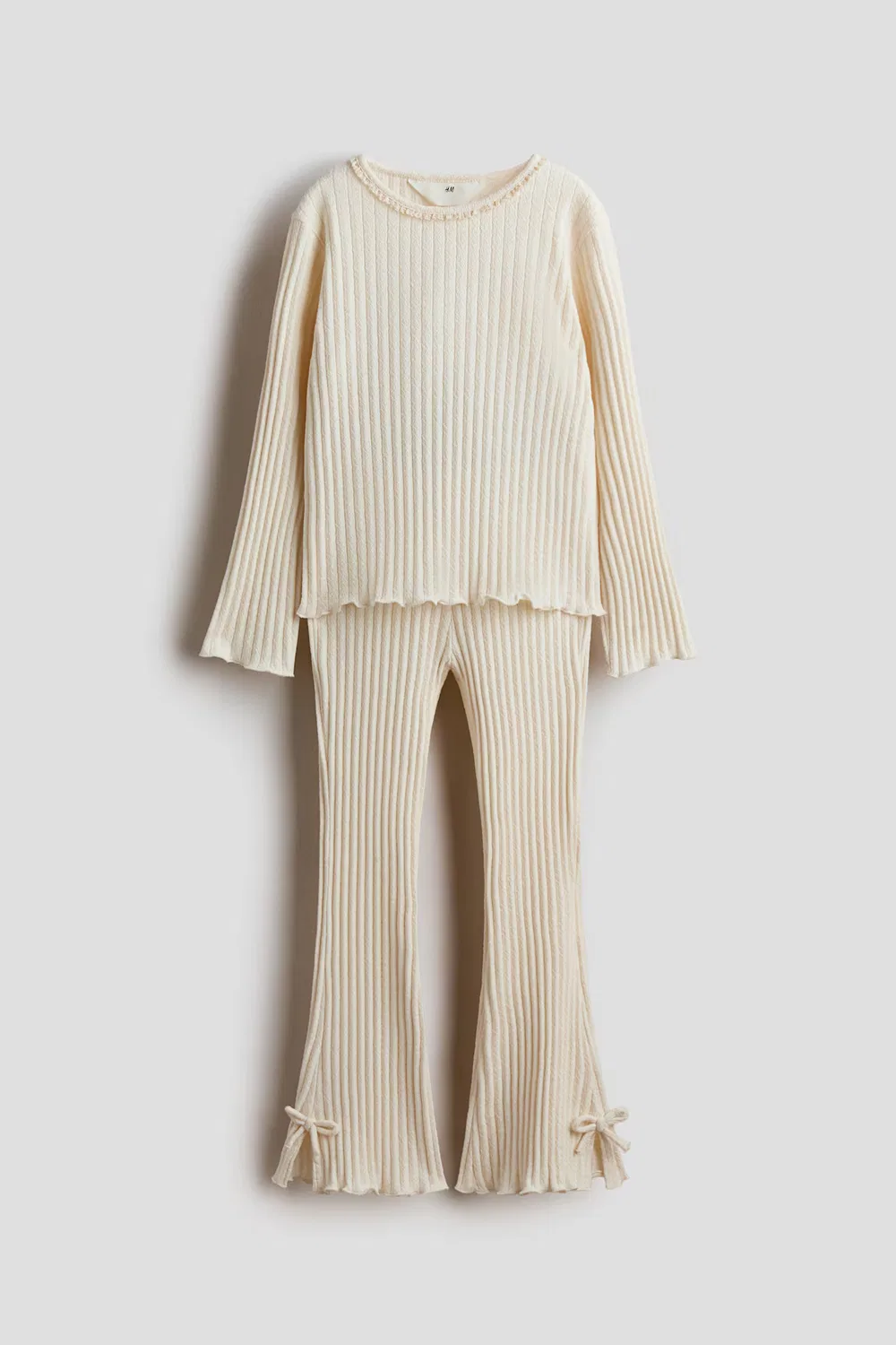 Комплект из двух предметов из ребристого хлопка H&M, Hellbeige — фото 4
